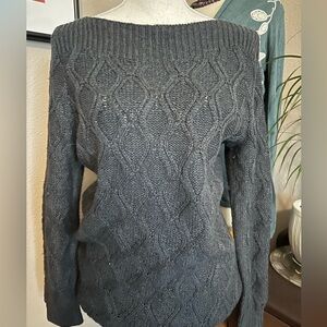 LOFT Charcoal Off-the-Shoulder Sweater